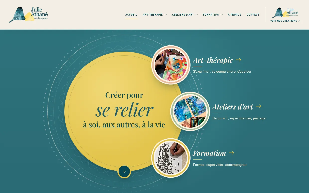 Page d'accueil du site L'Art pour Soi, art-thérapie à Couzon-au-Mont-d'Or près de Lyon