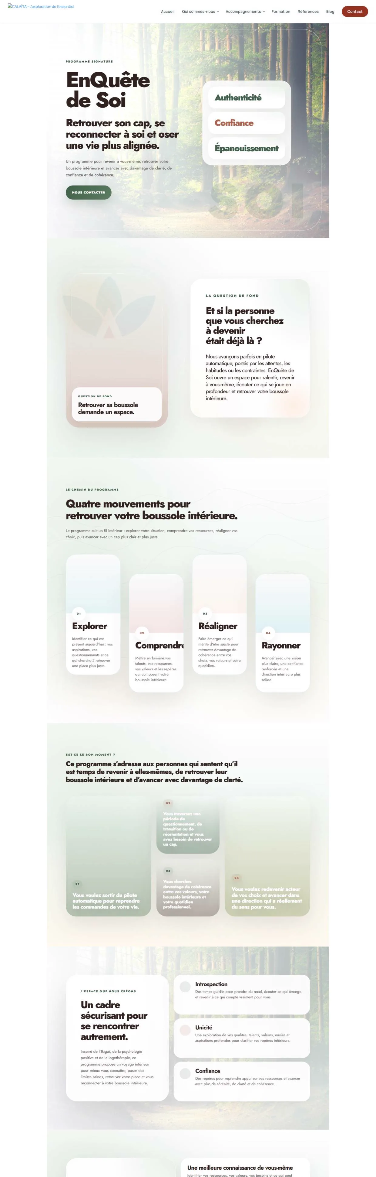 La page du programme EnQuête de Soi, sur le site de Calaïta